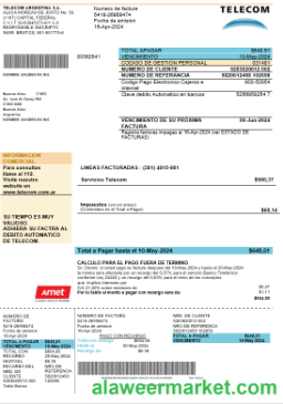 Argentina Telecom business utility bill template in Word and PDF format fully editable, good for address prove